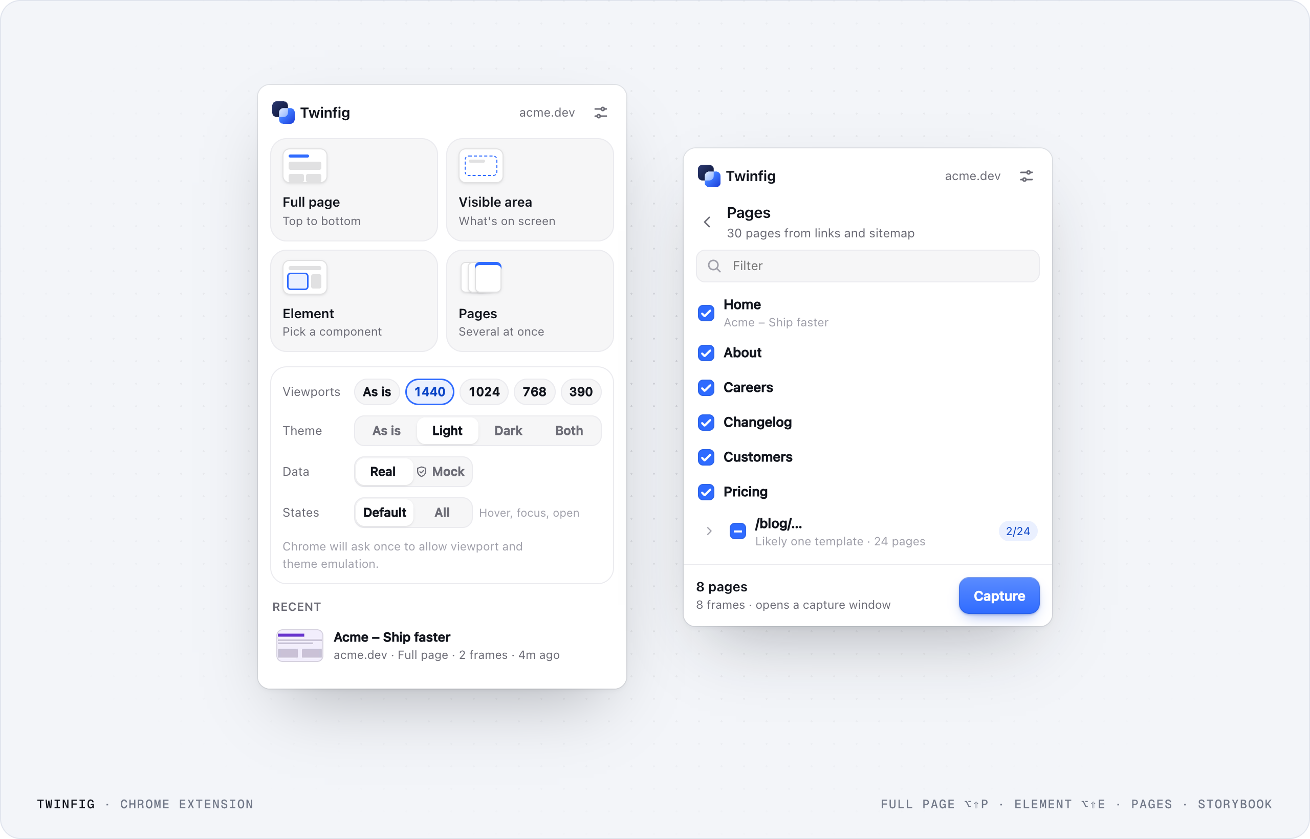 Twinfig Chrome extension