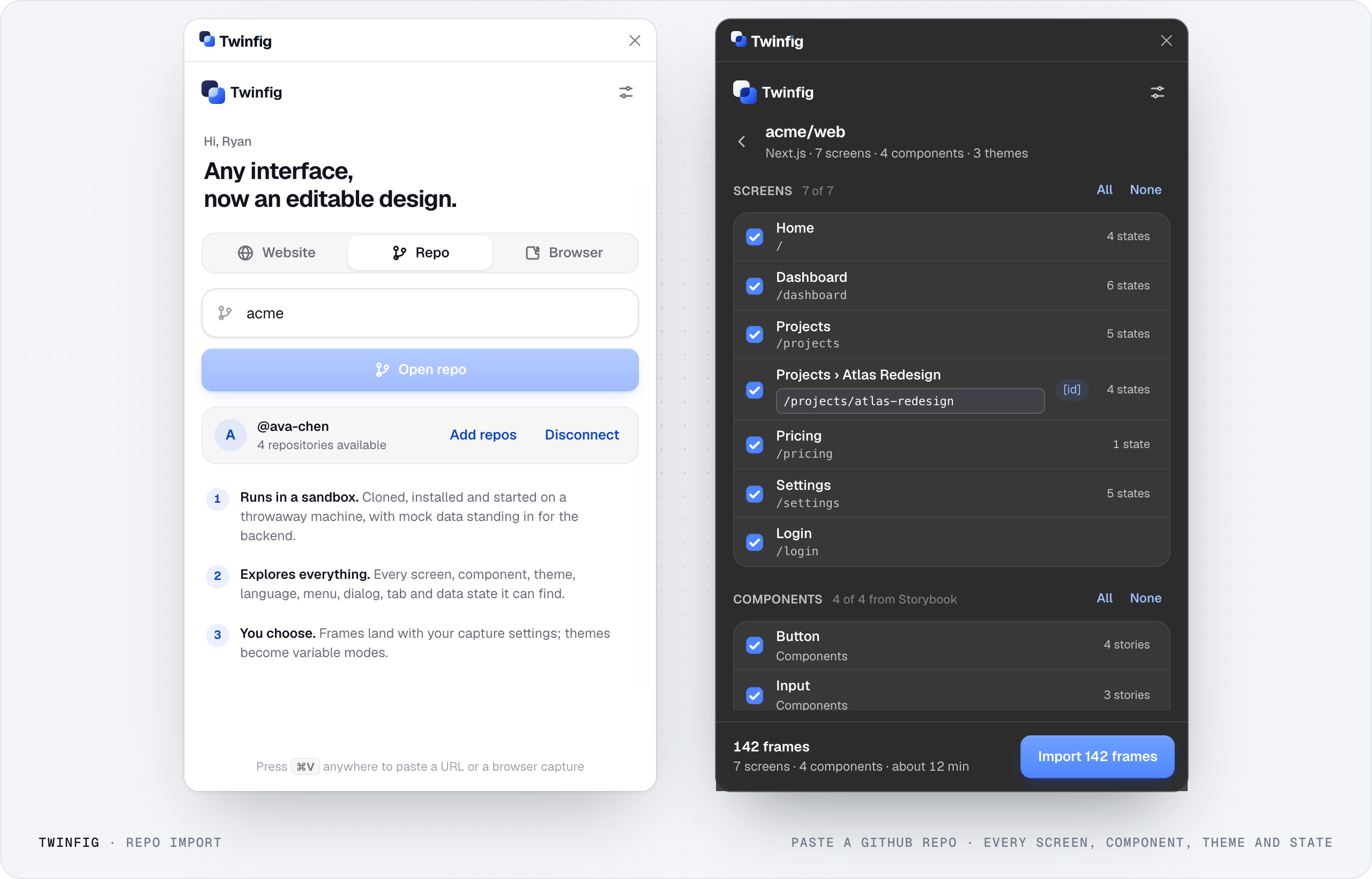Twinfig Repo import